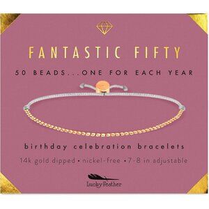 50th Birthday Gifts for Her Beaded Bracelet 14K Rose Gold Silver Adjustable